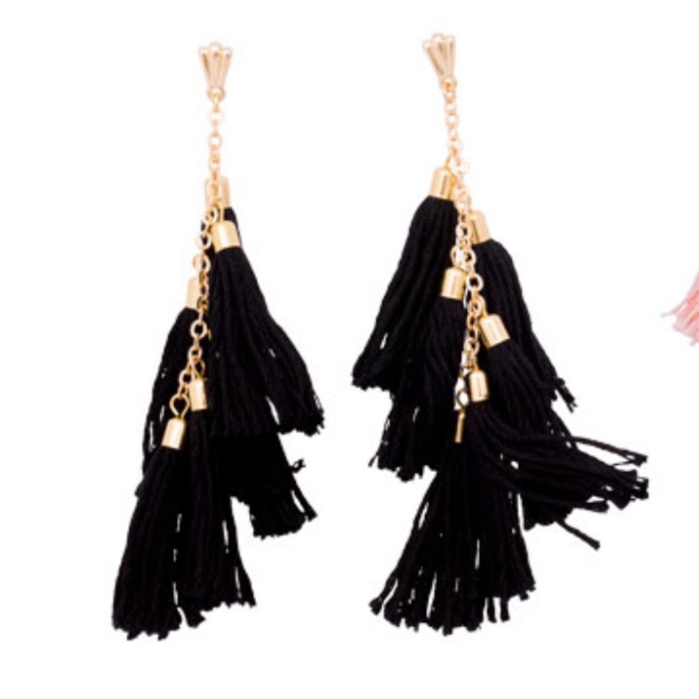 Black tassel earrings